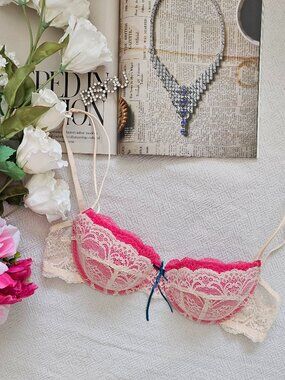 Heidi Klum Intimates Pink Lace Unlined Demi Bra - 34C